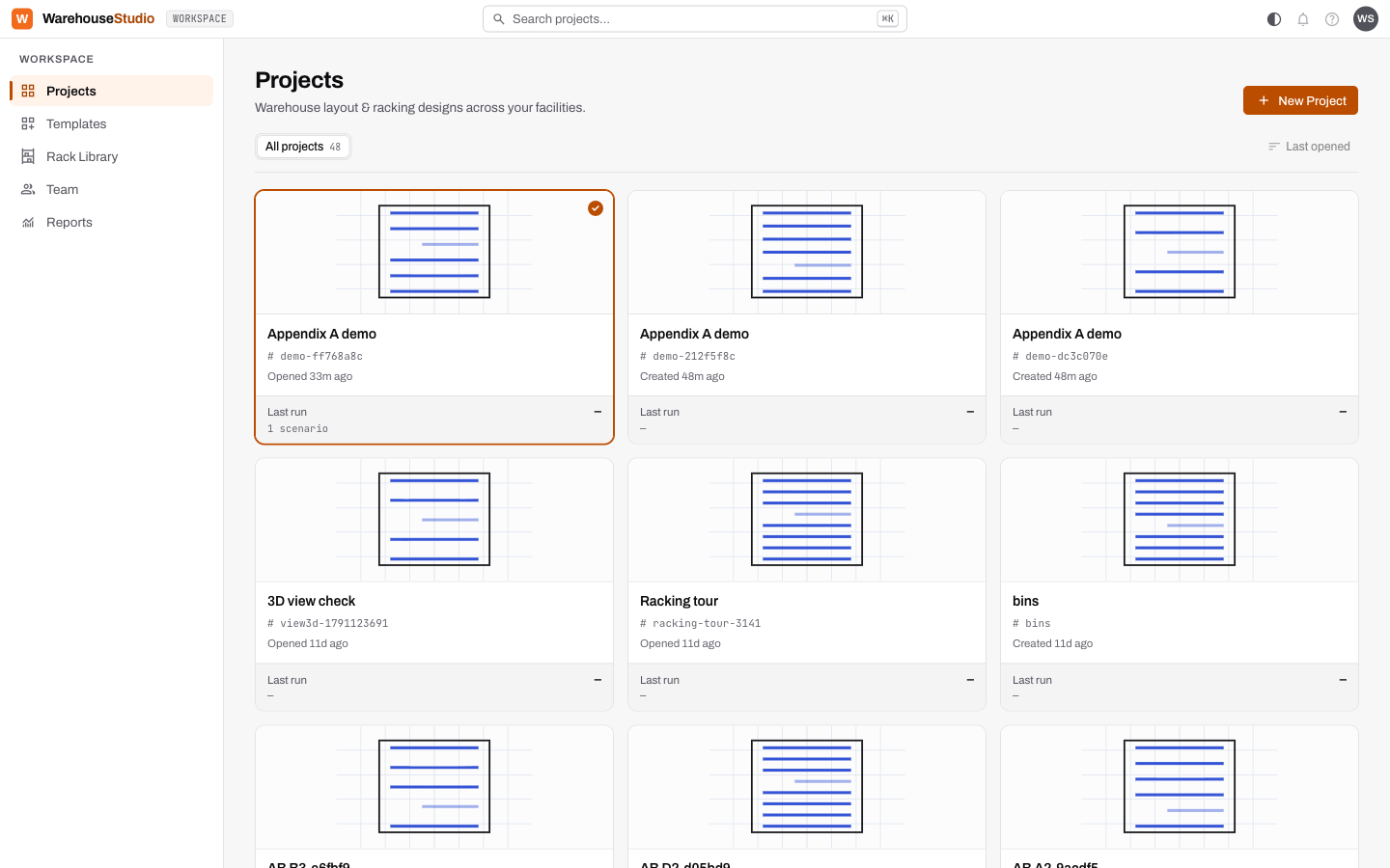 The Projects page